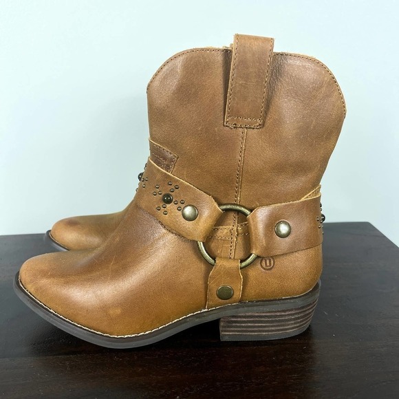 DINGO SIERRA STUDDED LEATHER HARNESS WESTERN COWBOY BOOTS IN CAMEL WOMEN'S 6.5‎ - Picture 3 of 14